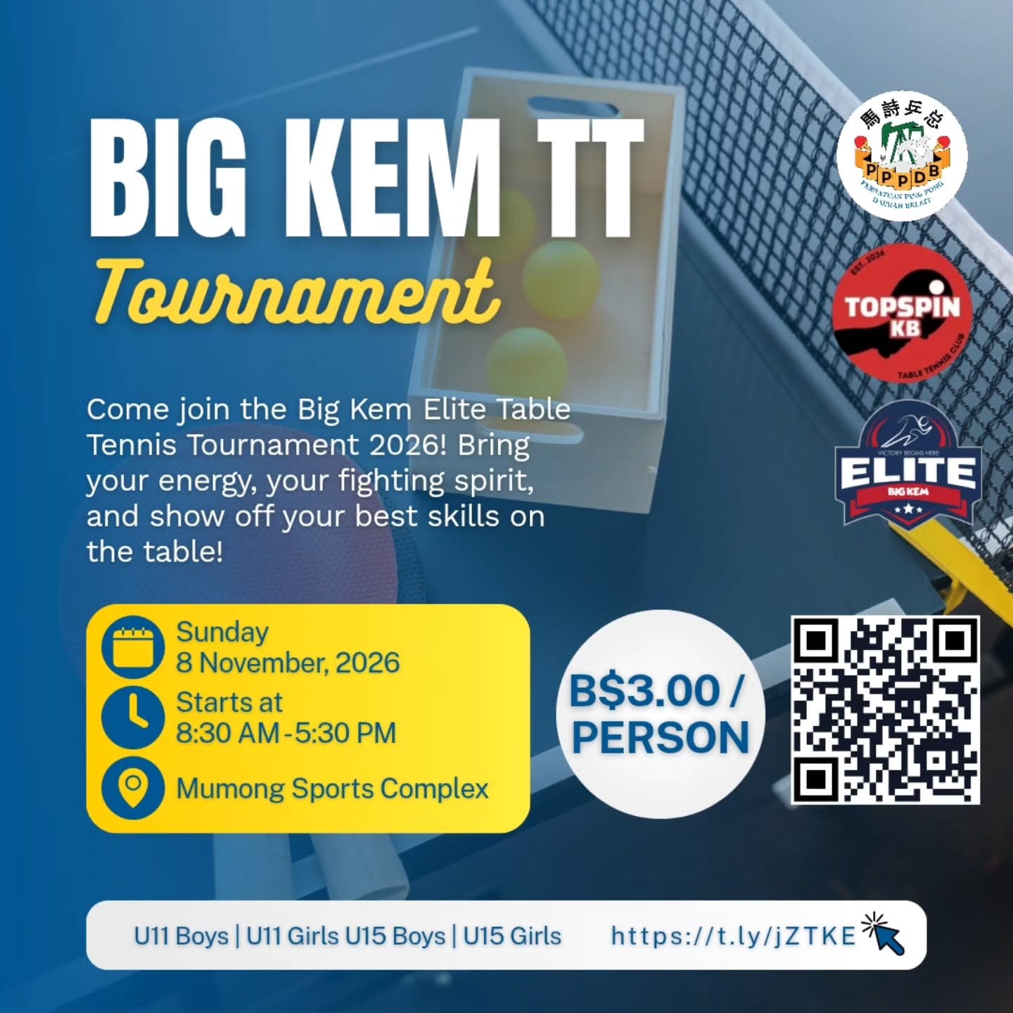 Big KEM Elite Table Tennis Tournament 2026 event poster
