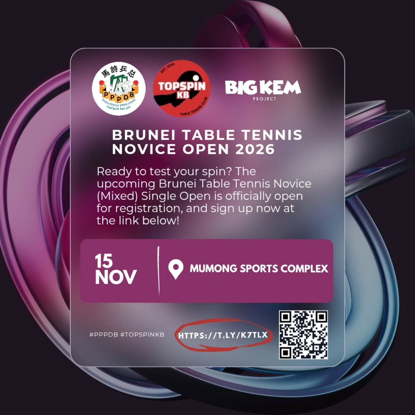 Brunei Table Tennis Novice (Mixed) Single Open event poster