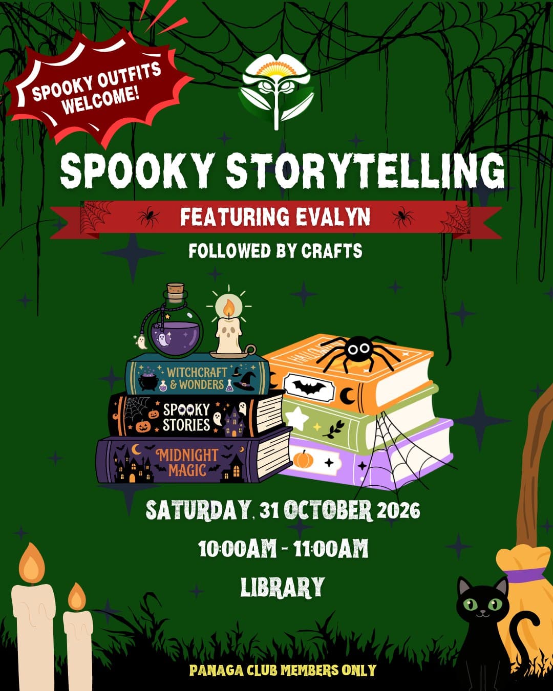 Spooky Storytelling at Panaga Library event poster