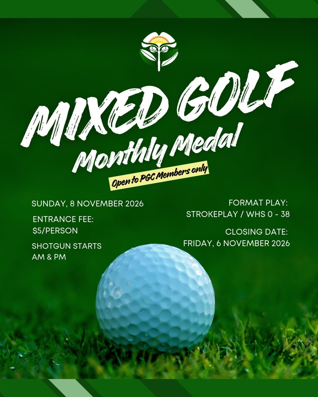 Mixed Golf Monthly Medal — November event poster